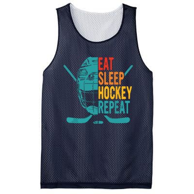 Eat Sleep Hockey Repeat Hockey Funny Ice Hockey Mesh Reversible Basketball Jersey Tank