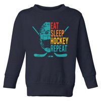 Eat Sleep Hockey Repeat Hockey Funny Ice Hockey Toddler Sweatshirt