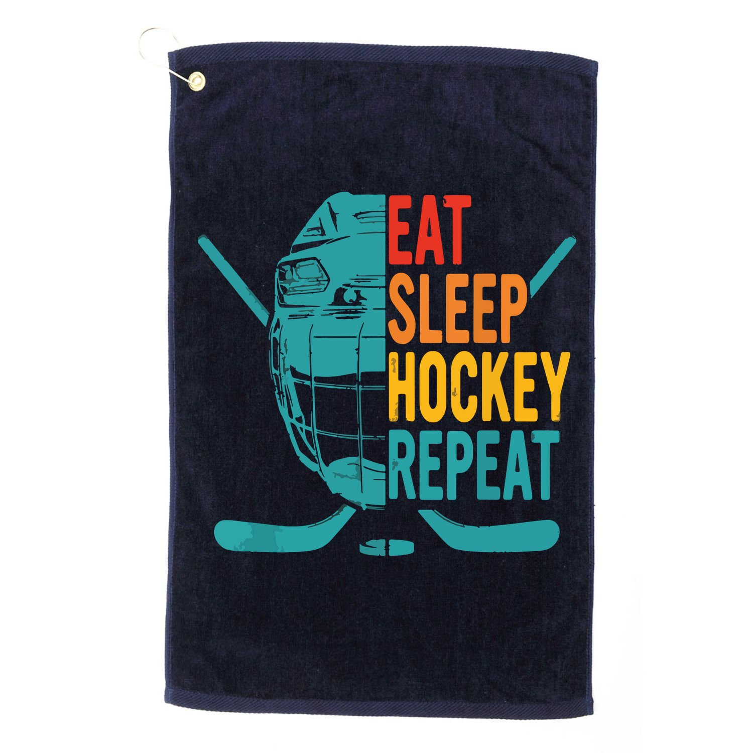 Eat Sleep Hockey Repeat Hockey Funny Ice Hockey Golf Towel
