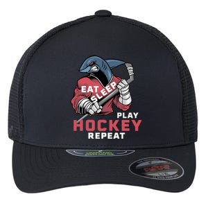 Eat Sleep Hockey Repeat Ice Sharkhockey Cool Gift Flexfit Unipanel Trucker Cap