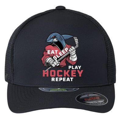 Eat Sleep Hockey Repeat Ice Sharkhockey Cool Gift Flexfit Unipanel Trucker Cap