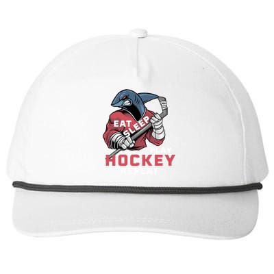 Eat Sleep Hockey Repeat Ice Sharkhockey Cool Gift Snapback Five-Panel Rope Hat