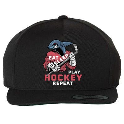 Eat Sleep Hockey Repeat Ice Sharkhockey Cool Gift Wool Snapback Cap