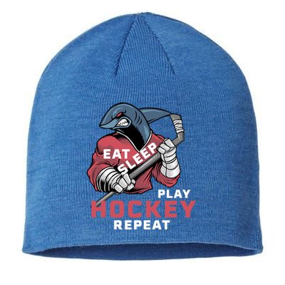 Eat Sleep Hockey Repeat Ice Sharkhockey Cool Gift Sustainable Beanie