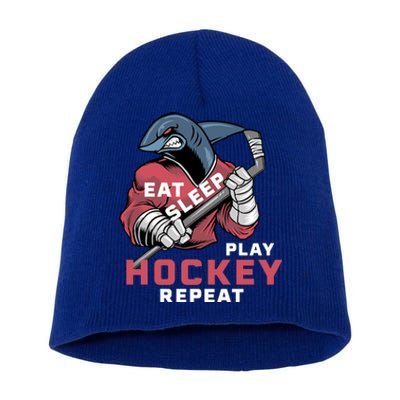 Eat Sleep Hockey Repeat Ice Sharkhockey Cool Gift Short Acrylic Beanie