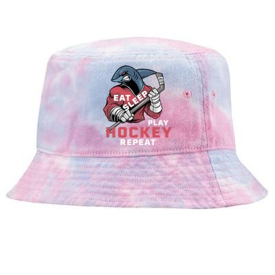 Eat Sleep Hockey Repeat Ice Sharkhockey Cool Gift Tie-Dyed Bucket Hat