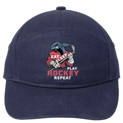 Eat Sleep Hockey Repeat Ice Sharkhockey Cool Gift 7-Panel Snapback Hat