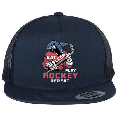 Eat Sleep Hockey Repeat Ice Sharkhockey Cool Gift Flat Bill Trucker Hat