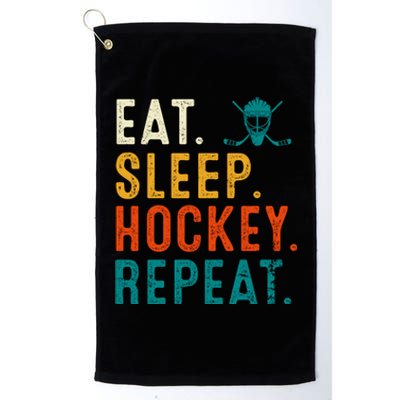 Eat Sleep Hockey Repeat Christmas For Teen Adult Hockey Gift Platinum Collection Golf Towel