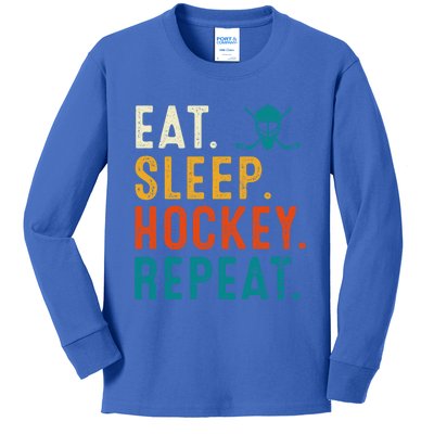 Eat Sleep Hockey Repeat Christmas For Teen Adult Hockey Gift Kids Long Sleeve Shirt