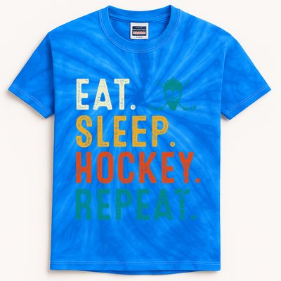 Eat Sleep Hockey Repeat Christmas For Teen Adult Hockey Gift Kids Tie-Dye T-Shirt