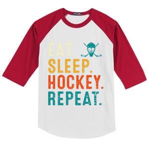 Eat Sleep Hockey Repeat Christmas For Teen Adult Hockey Gift Kids Colorblock Raglan Jersey