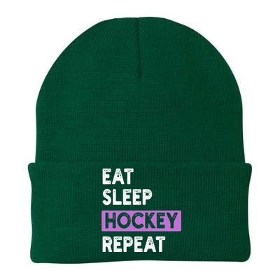 Eat Sleep Hockey Repeagift Hockey Lovers Gift Knit Cap Winter Beanie