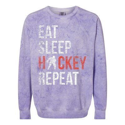 Eat Sleep Hockey Repeat Ice Hockey Colorblast Crewneck Sweatshirt