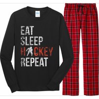 Eat Sleep Hockey Repeat Ice Hockey Long Sleeve Pajama Set