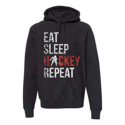 Eat Sleep Hockey Repeat Ice Hockey Premium Hoodie