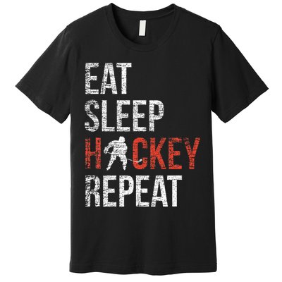 Eat Sleep Hockey Repeat Ice Hockey Premium T-Shirt