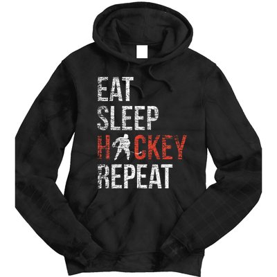 Eat Sleep Hockey Repeat Ice Hockey Tie Dye Hoodie