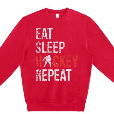 Eat Sleep Hockey Repeat Ice Hockey Premium Crewneck Sweatshirt