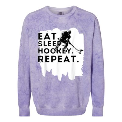 Eat Sleep Hockey Repeat Funny Ice Hockey Player Gift Colorblast Crewneck Sweatshirt