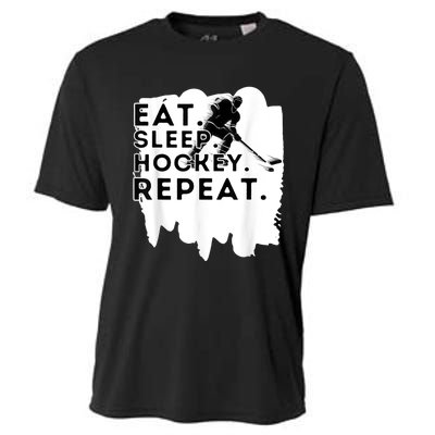 Eat Sleep Hockey Repeat Funny Ice Hockey Player Gift Cooling Performance Crew T-Shirt