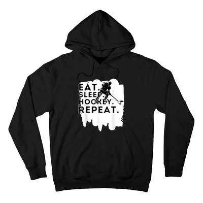 Eat Sleep Hockey Repeat Funny Ice Hockey Player Gift Hoodie