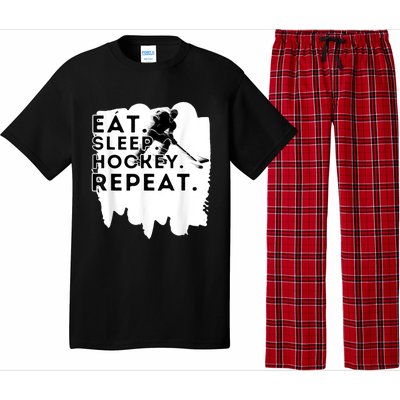 Eat Sleep Hockey Repeat Funny Ice Hockey Player Gift Pajama Set