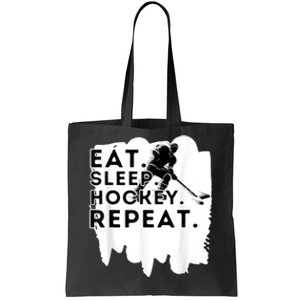 Eat Sleep Hockey Repeat Funny Ice Hockey Player Gift Tote Bag