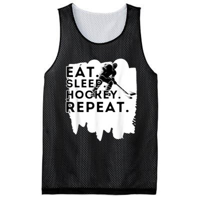 Eat Sleep Hockey Repeat Funny Ice Hockey Player Gift Mesh Reversible Basketball Jersey Tank