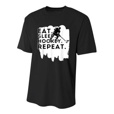 Eat Sleep Hockey Repeat Funny Ice Hockey Player Gift Youth Performance Sprint T-Shirt