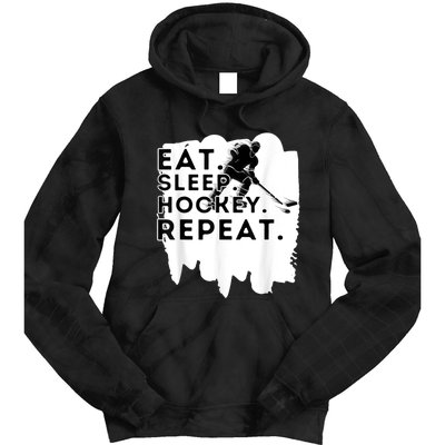 Eat Sleep Hockey Repeat Funny Ice Hockey Player Gift Tie Dye Hoodie