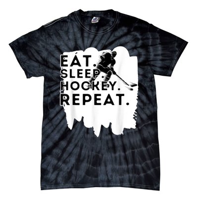 Eat Sleep Hockey Repeat Funny Ice Hockey Player Gift Tie-Dye T-Shirt