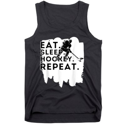 Eat Sleep Hockey Repeat Funny Ice Hockey Player Gift Tank Top