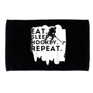 Eat Sleep Hockey Repeat Funny Ice Hockey Player Gift Microfiber Hand Towel