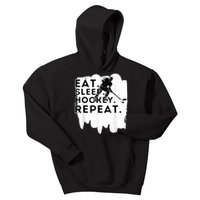 Eat Sleep Hockey Repeat Funny Ice Hockey Player Gift Kids Hoodie