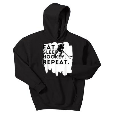 Eat Sleep Hockey Repeat Funny Ice Hockey Player Gift Kids Hoodie