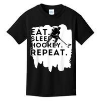 Eat Sleep Hockey Repeat Funny Ice Hockey Player Gift Kids T-Shirt