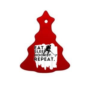 Eat Sleep Hockey Repeat Funny Ice Hockey Player Gift Ceramic Tree Ornament