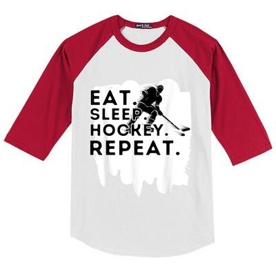 Eat Sleep Hockey Repeat Funny Ice Hockey Player Gift Kids Colorblock Raglan Jersey