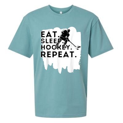 Eat Sleep Hockey Repeat Funny Ice Hockey Player Gift Sueded Cloud Jersey T-Shirt