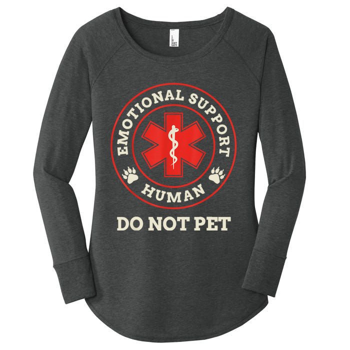 Emotional Support Human Do Not Pet Service Dog Love Humor Women's Perfect Tri Tunic Long Sleeve Shirt