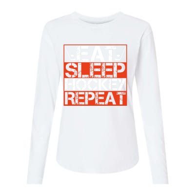 Eat Sleep Hockey Repeat Sport Themed Boy Christmas Womens Cotton Relaxed Long Sleeve T-Shirt