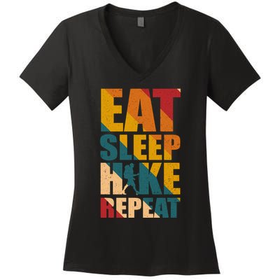 Eat Sleep Hike Repeat Women's V-Neck T-Shirt