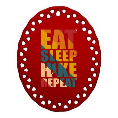 Eat Sleep Hike Repeat Ceramic Oval Ornament