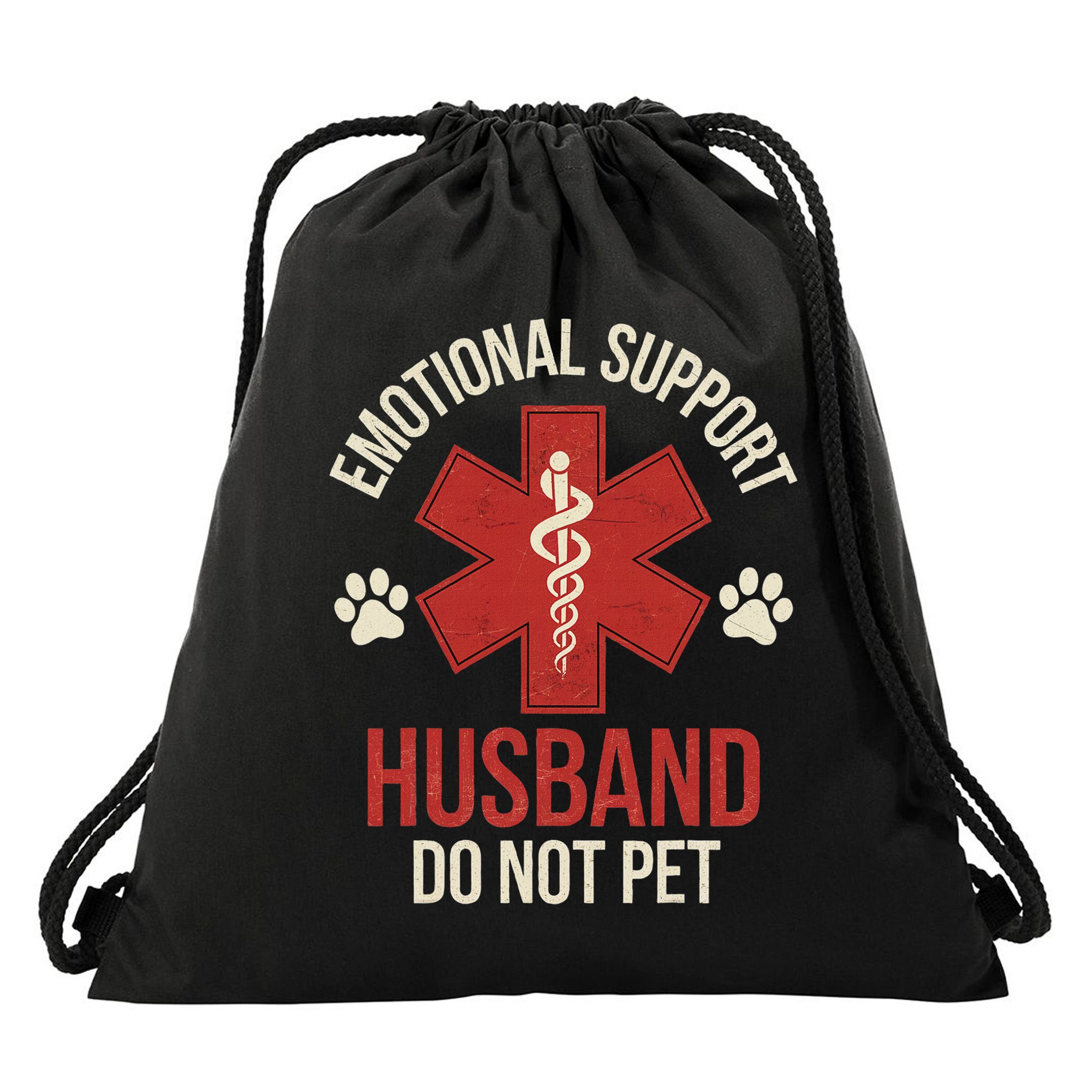 Emotional Support Husband Do Not Pet Funny Drawstring Bag