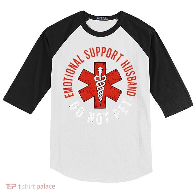 Emotional Support Husband Do Not Pet Funny Husband Kids Colorblock Raglan Jersey