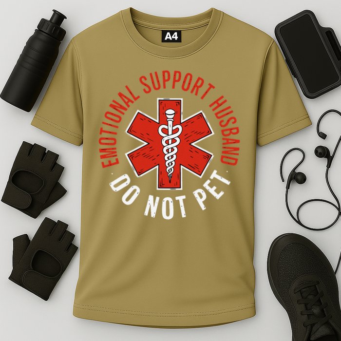 Emotional Support Husband Do Not Pet Funny Husband Cooling Performance Crew T-Shirt