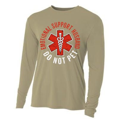 Emotional Support Husband Do Not Pet Funny Husband Cooling Performance Long Sleeve Crew