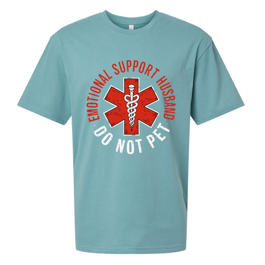 Emotional Support Husband Do Not Pet Funny Husband Sueded Cloud Jersey T-Shirt