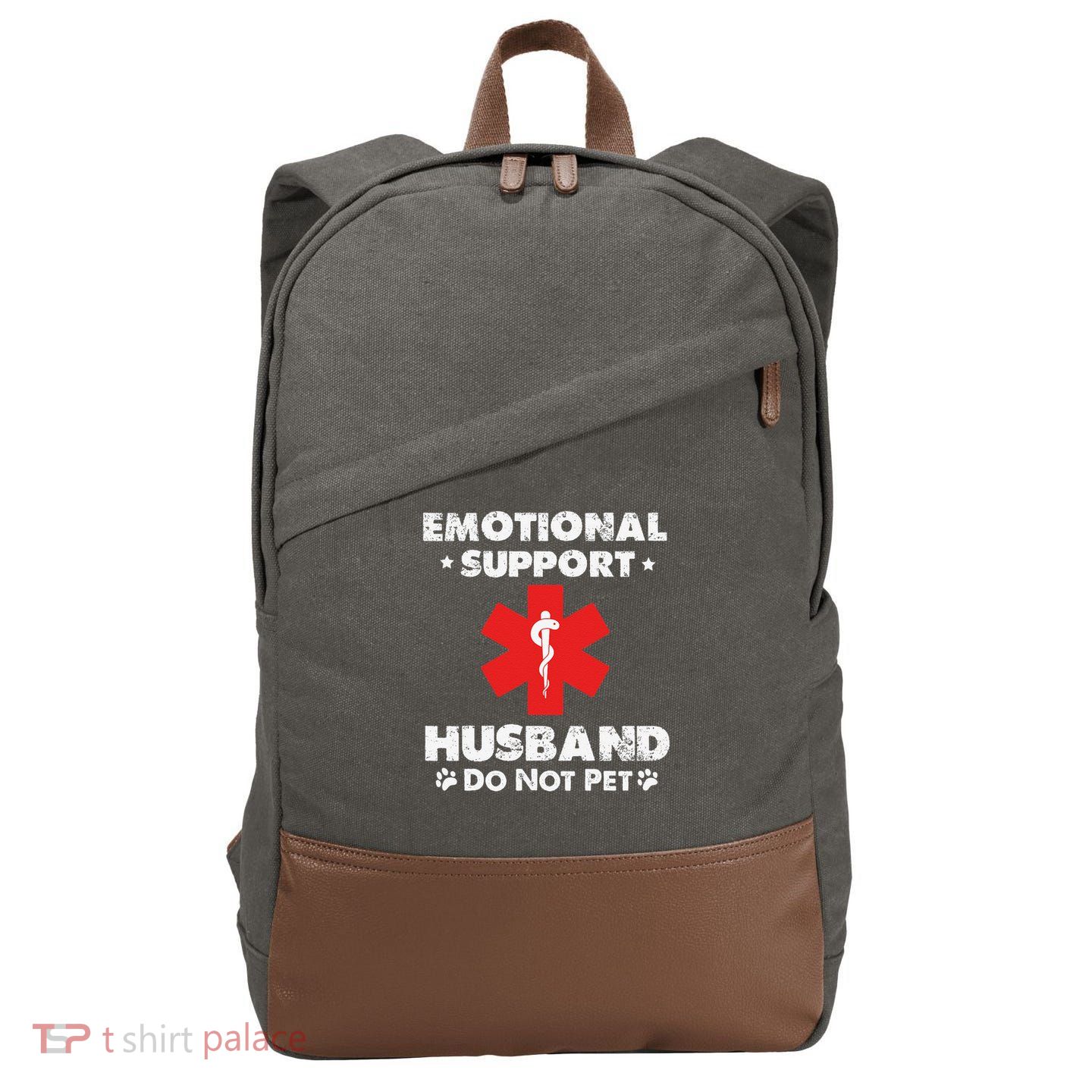 Emotional Support Husband Do Not Pet Cotton Canvas Backpack